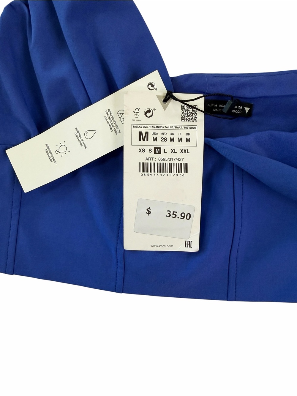 Zara Cobalt Blue Strapless Bustier Top - Picture 4 of 7